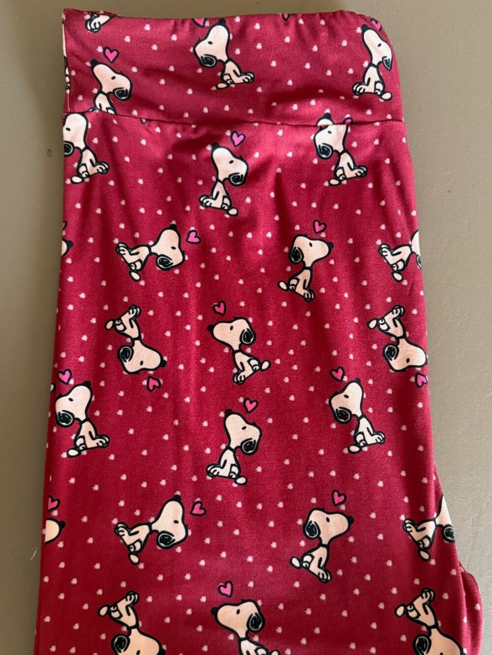 Amelia Rose Burgundy Snoopy Hearts Leggings TC2 Valentine Plus Size